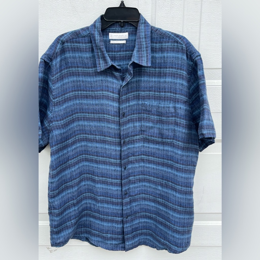 Men's Lucky Brand button down short sleeves Linen shirt size XL